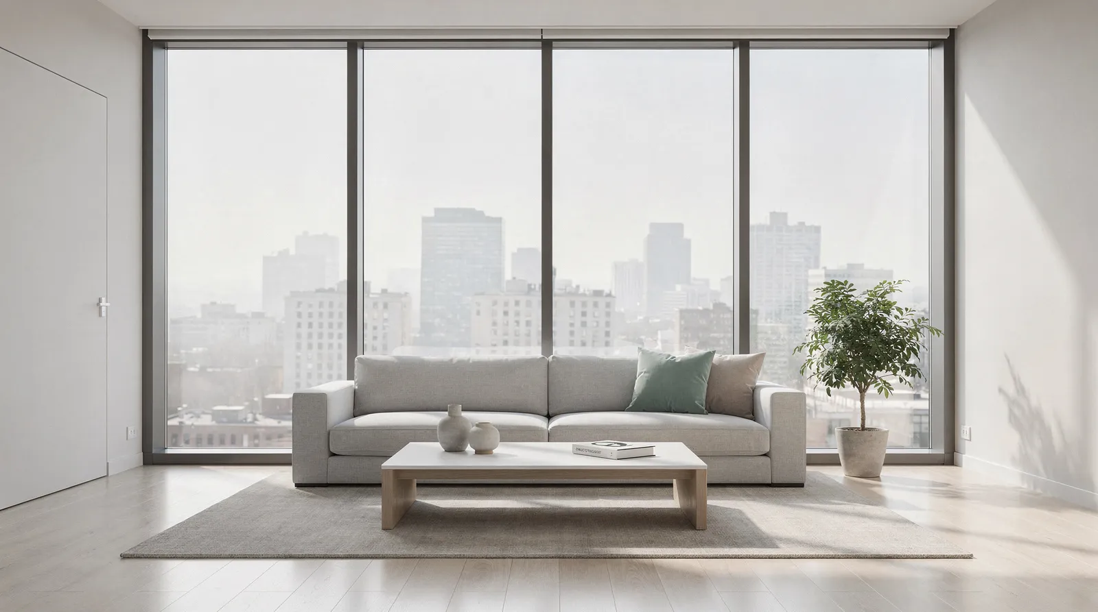 A bright, empty apartment staged for a viewing